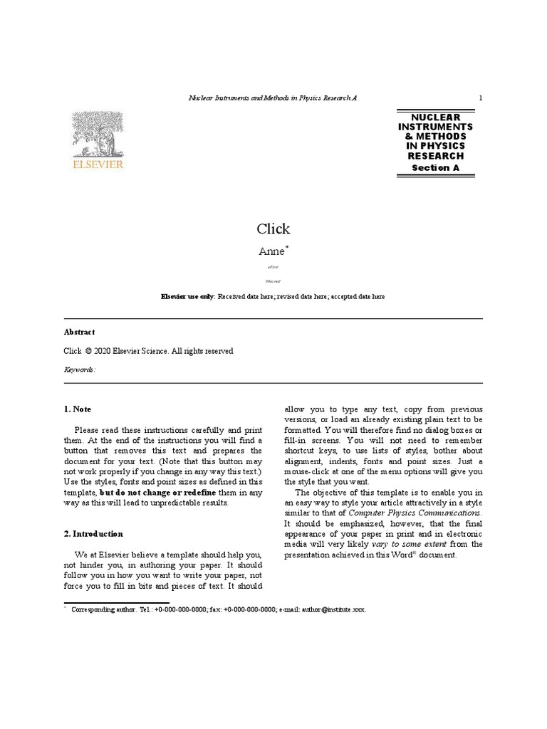 Elsevier Template Menu Computing Page Layout