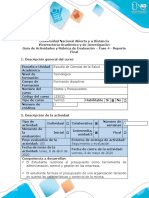 Guía de Actividades y Rúbrica de Evaluación - Fase 4 - Reporte Final