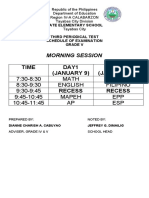 SCHEDULE OF EXAMINATION