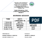 Schedule of Examination