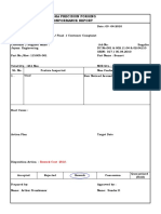 Shanmugha Precision Forging Non - Conformance Report: Rework Cost 250
