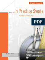 Math Practice Sheets: Number Concepts Part I