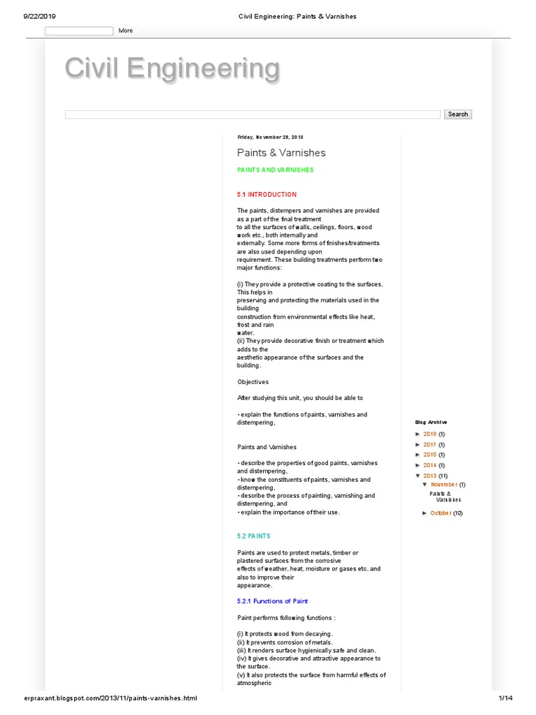 Civil Engineering Paints & Varnishes PDF PDF Varnish Paint