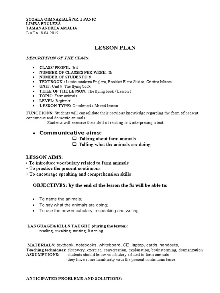 Grade 3 Farm Animals Lesson Plan | PDF | Reading Comprehension | Vocabulary