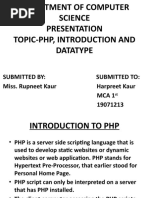 PHP, Introduction and Datatype