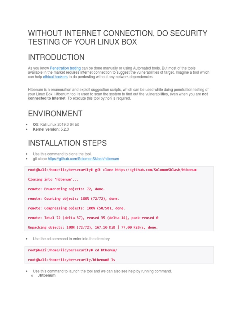Offline Linux Security Testing Tool | PDF | Business | Computers
