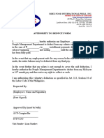 Authority To Deduct Form: Rdex Food International Phils., Inc