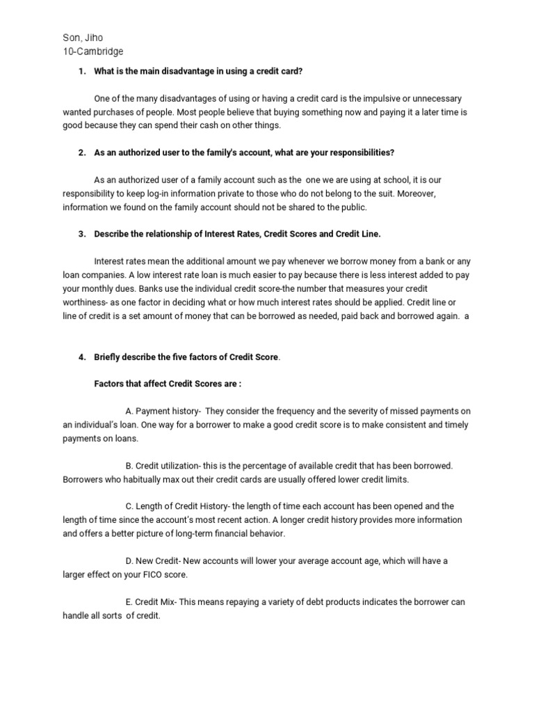 Credit Card Questions Sample and Answer PDF Credit Finance & Money Management