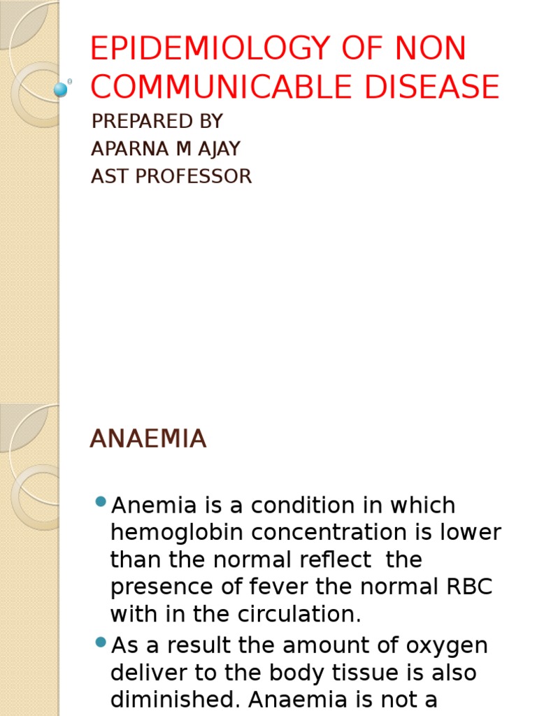 Epidemiology of Non Communicable Disease | PDF | Anemia | Hypertension
