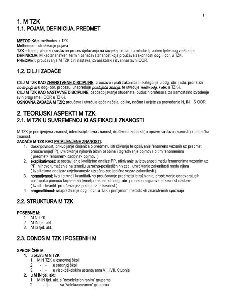 Metodika TZK 1 | PDF