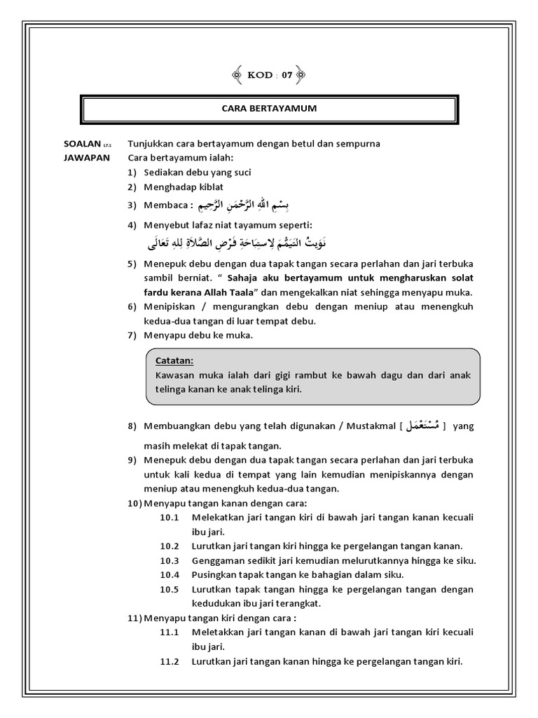 Kod 07 Tayammum Pdf