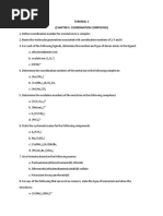 Turorial 5 (Chapter 5: Coordination Compound)