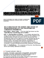 Anti-Money Laundering Act OF 2001 (RA 9160)