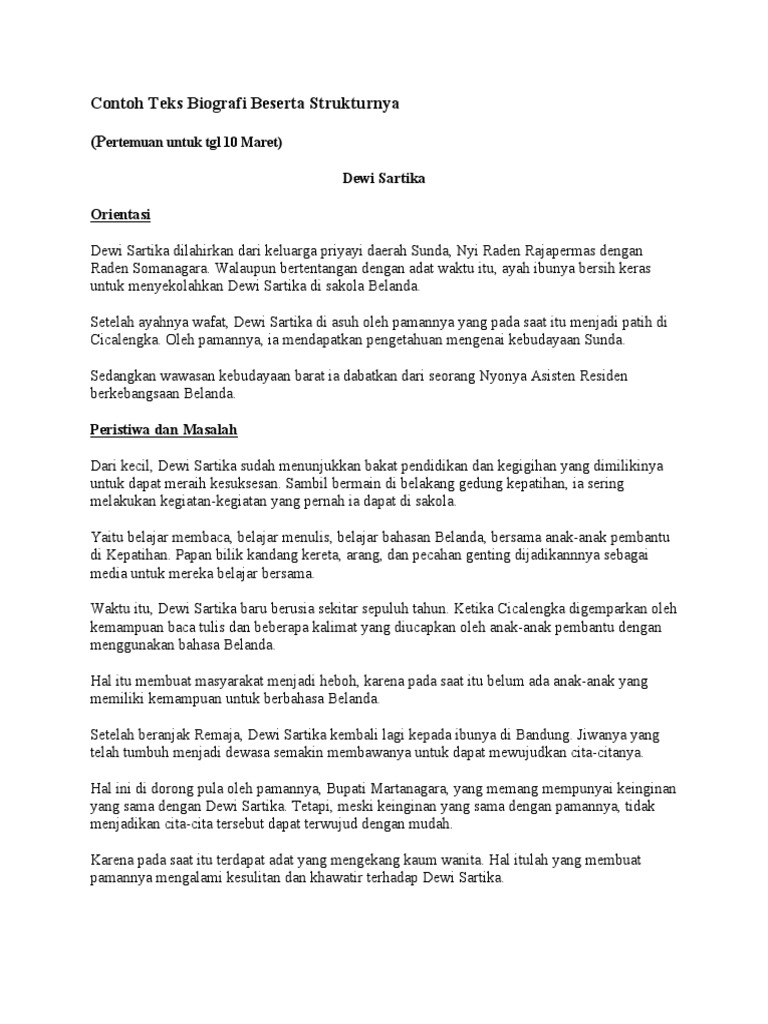Contoh Teks Biografi Beserta Strukturnya