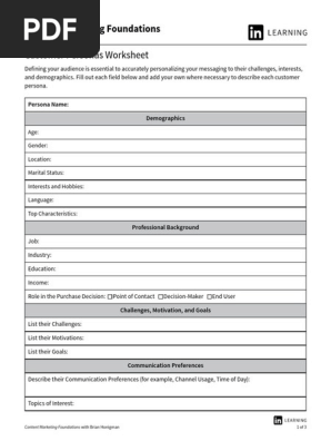 Customer Personas Worksheet