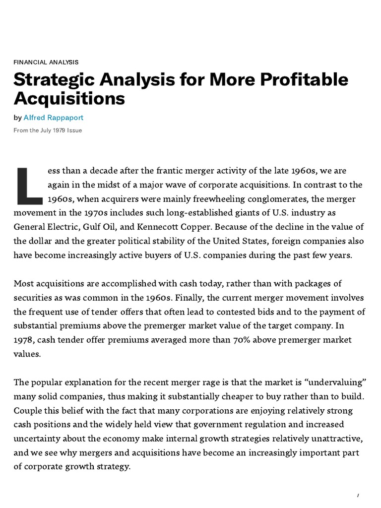 Strategic Financial Analysis for Acquisitions | PDF | Cost Of Capital ...