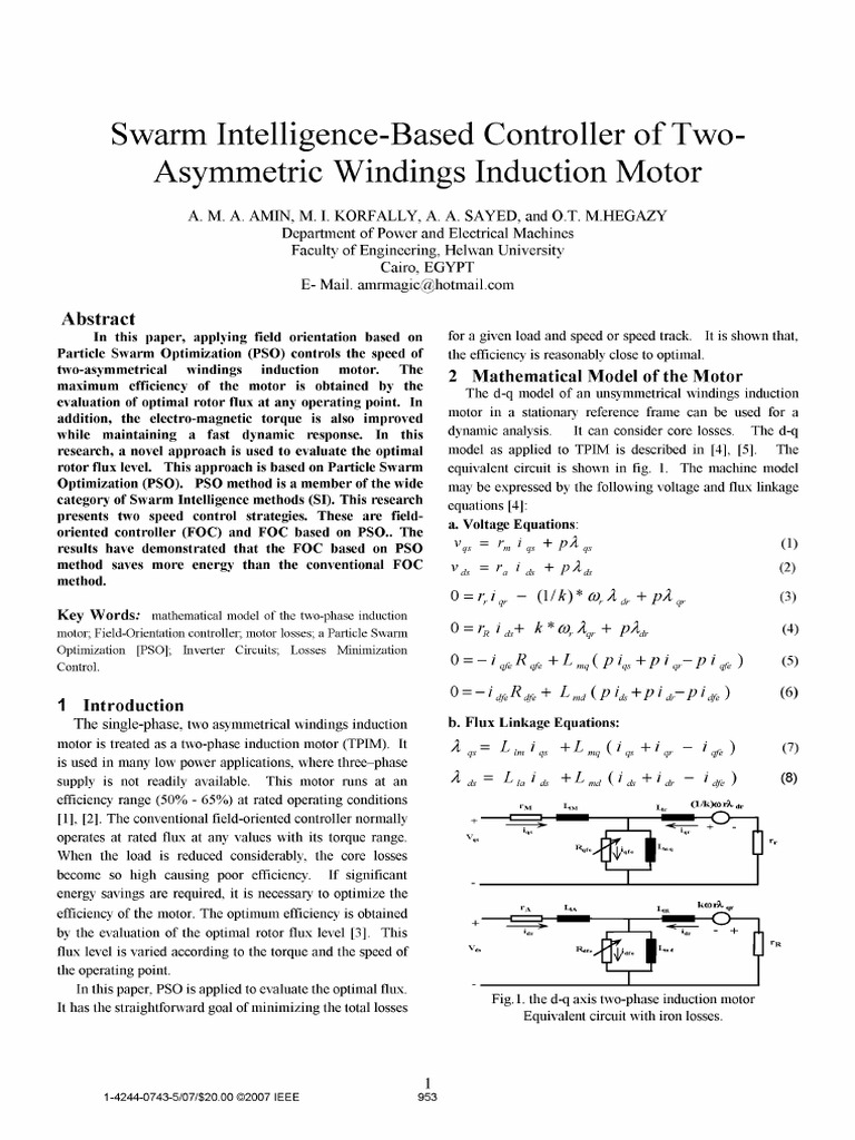 Swarm Intelligence Controller of Induction Motor | PDF | Electric Motor ...