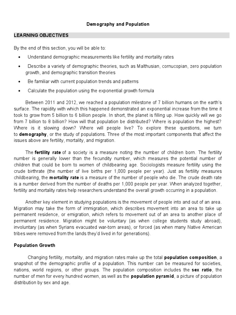 Demography: Theories and Trends | PDF | Demography | Environmental ...