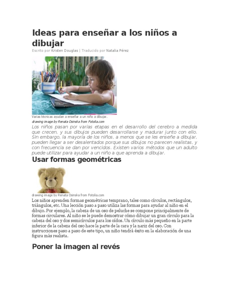 Técnicas para enseñar a dibujar a niños | PDF