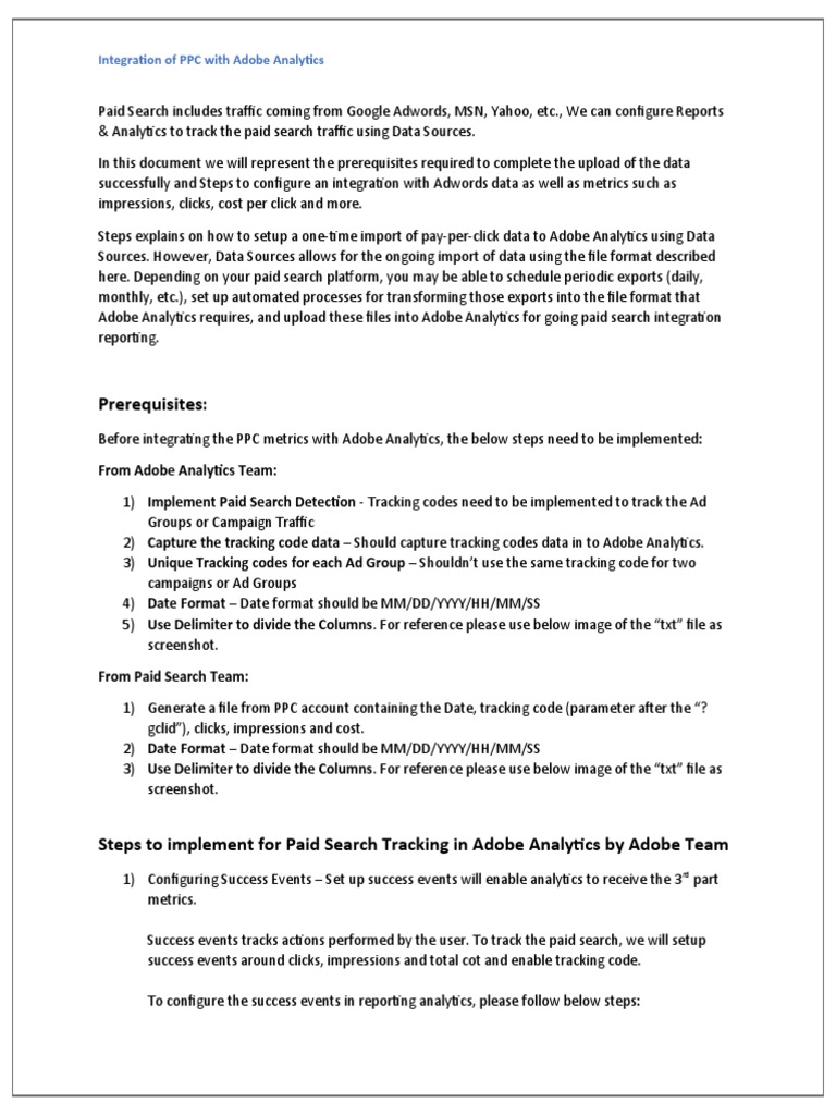 PPC Integration with Adobe Analytics Guide | PDF | File Transfer ...