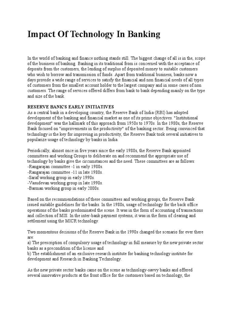 Impact of Technology in Banking PDF Survey Methodology Online Banking