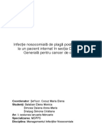 Infecție Nosocomială de Plagă Postoperatorie La Un Pacient Internat În Secția Chirurgie Generală Pentru Cancer de Colon