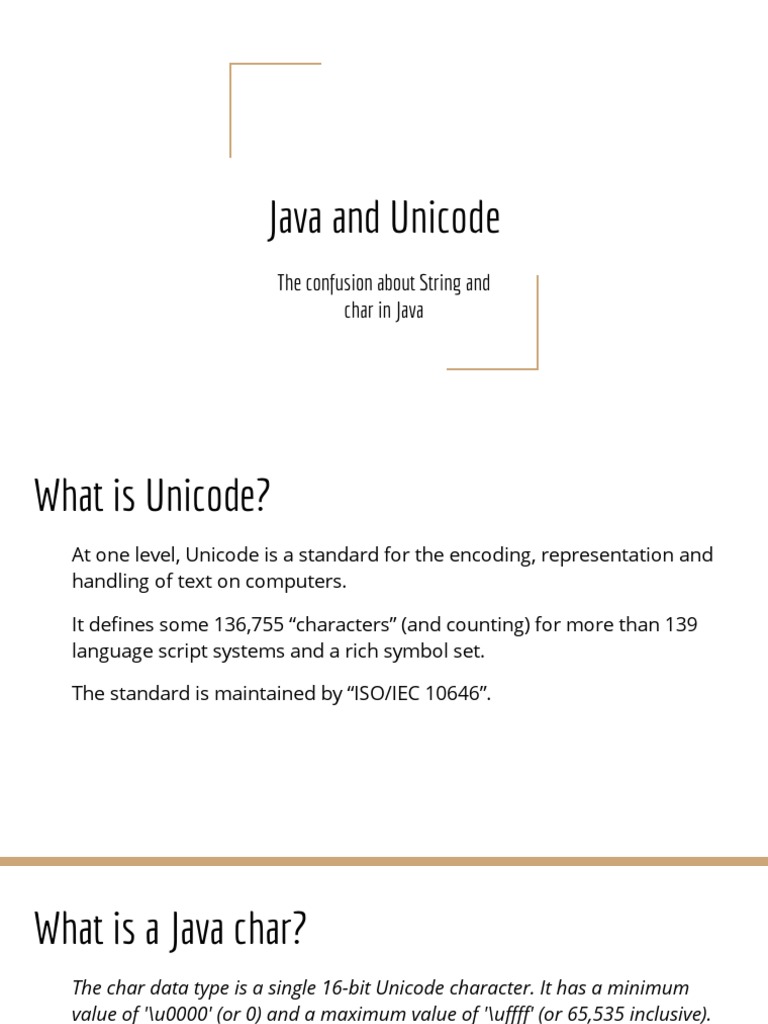 Java and Unicode: The Confusion About String and Char in Java | PDF ...