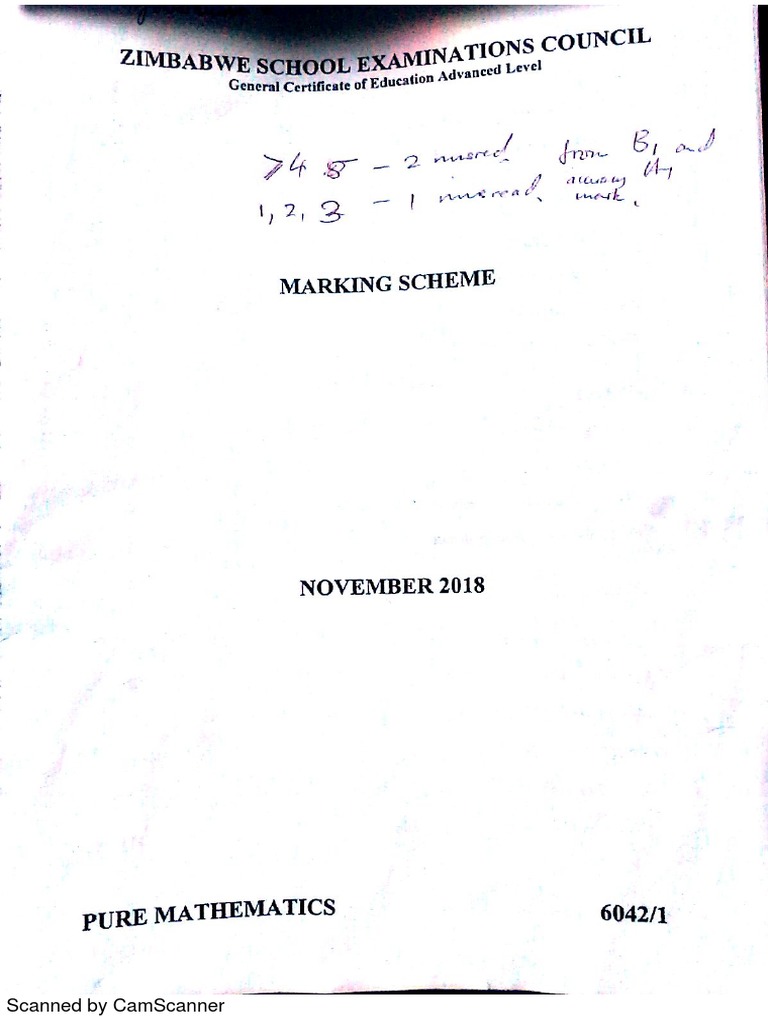 2018 Maths Paper 1 Marking Scheme | PDF