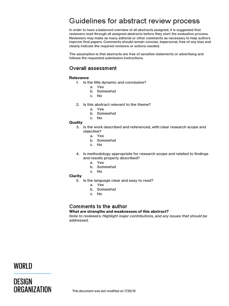 WDO2019 - EduForum - Abstract Review Guidelines - VF | PDF