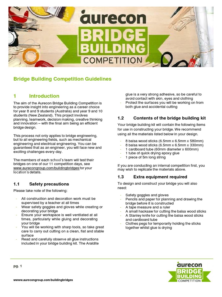 Bridge Building Competition Guidelines and Sketches 2014 PDF | PDF ...