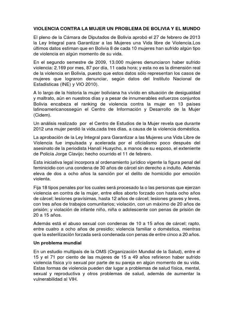 Violencia Contra La Mujer PDF | PDF | La violencia contra las mujeres ...