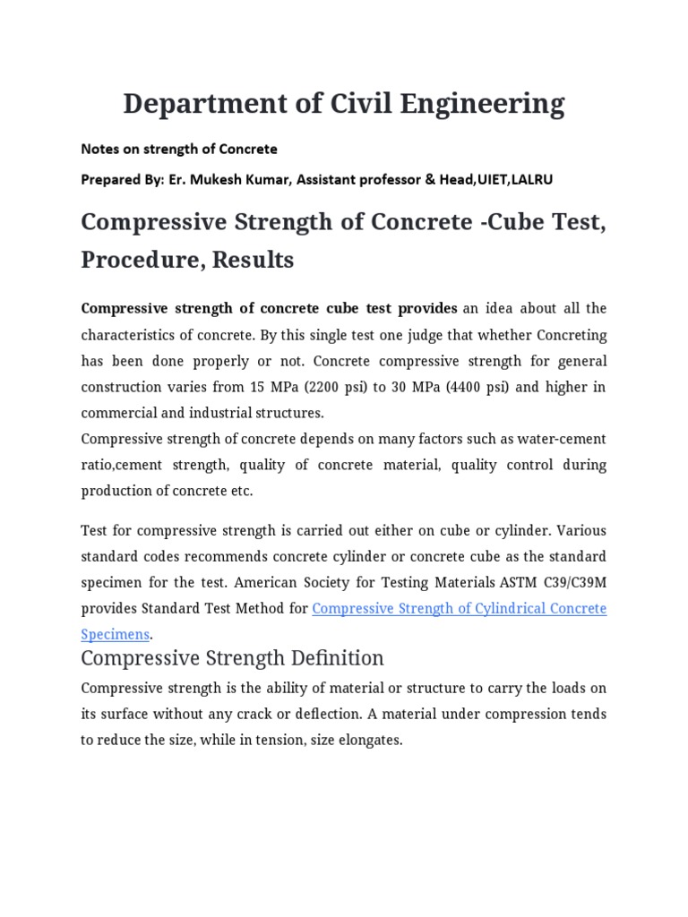 Strength Test On Concrete | PDF | Concrete | Fracture
