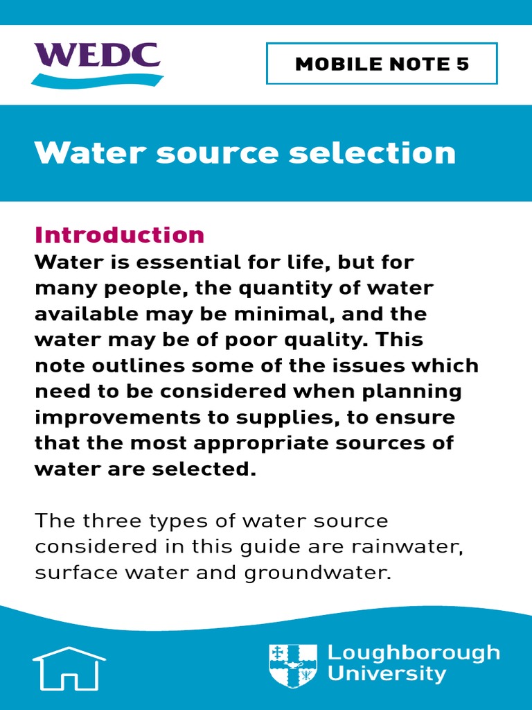 005 Water Source Selection | PDF | Groundwater | Water Pollution