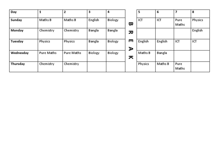 Weekly Class Schedule Overview | PDF