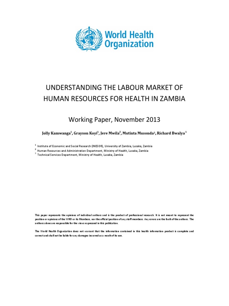 Understanding The Labour Market of Human Resources For Health in Zambia