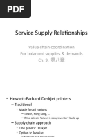 Service Supply Relationships: Value chain coordination For balanced supplies & demands Ch. 9, 第八章