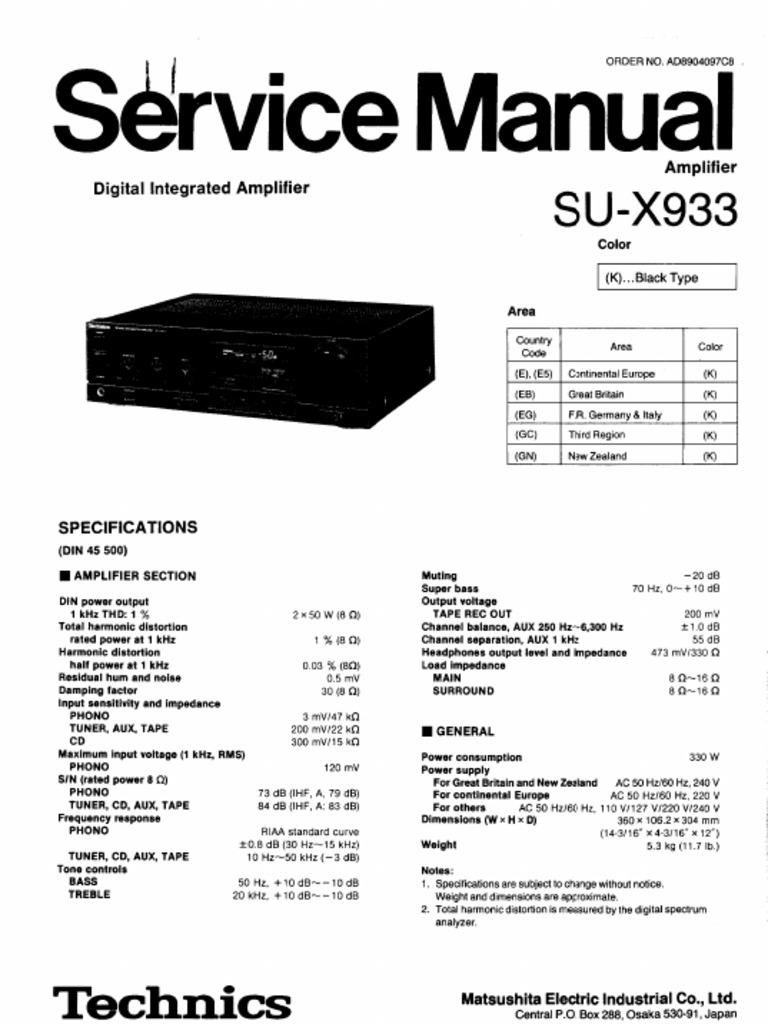 Technics SUX 933 Service Manual | PDF