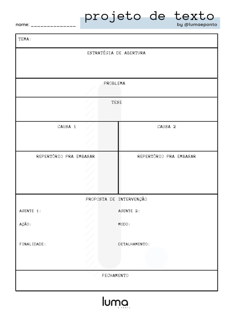 Estrutura de Projeto de Texto Redação | PDF