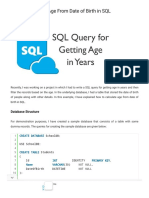 How To Calculate Age From Date of Birth in SQL - Query For Getting Age