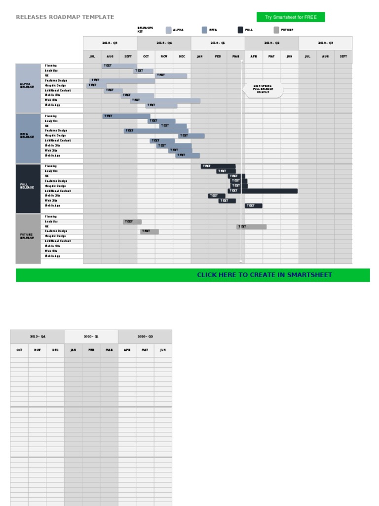 Releases Roadmap Template: Click Here To Create in Smartsheet | PDF ...