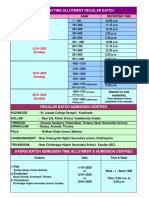 Admission Time Allotment Regular Batch: 11-01-2020 (Saturday)