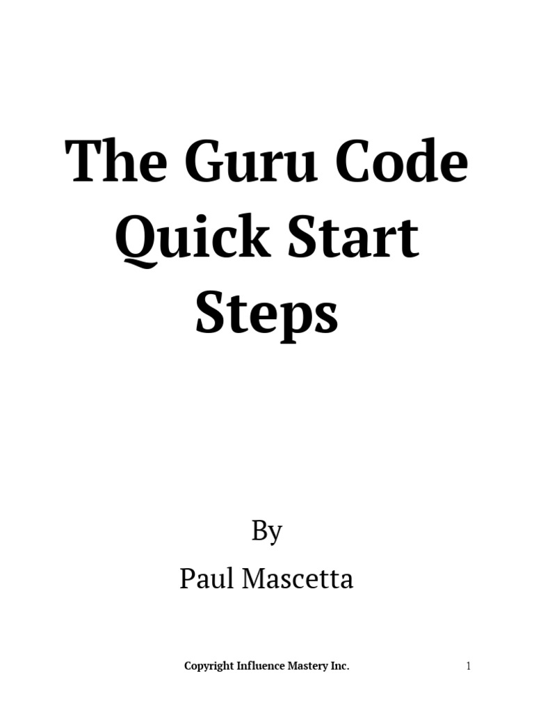 The Guru Code Quick Start Steps PDF PDF Expert Persuasion