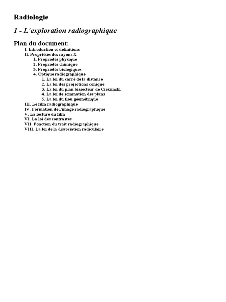 Exploration Radiologique et Flou Géométrique | PDF | Radiographie | Rayon X