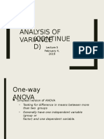 Analysis of Variance (Continue D) : February 4, 2019