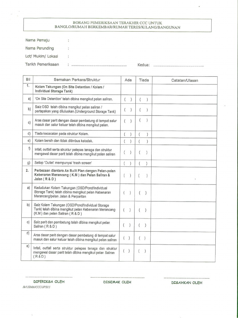 CCC Checklist JPS Sepang | PDF