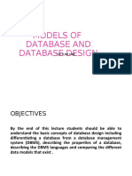 Models of Database and Database Design: Lecture One