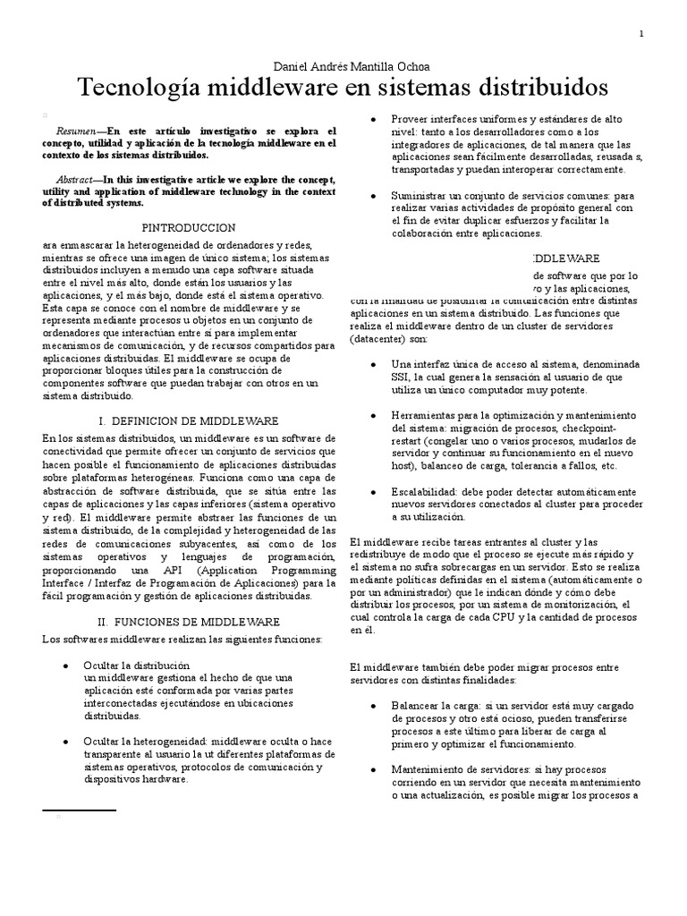 Paper Middleware | PDF | Middleware | Grupo de computadoras