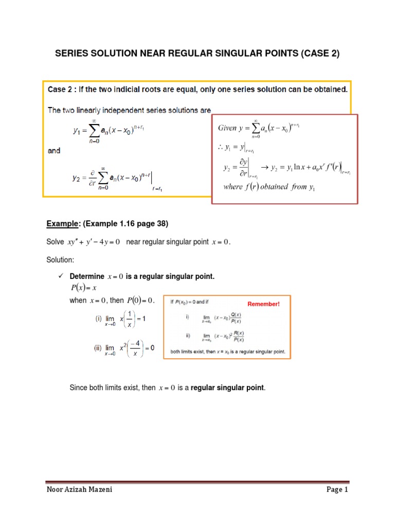Series Solutions at Regular Singular Points | PDF | Rates | Algebra