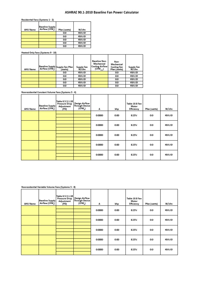 Baseline Fan Power Calculation Guide | PDF | Mechanical Engineering | Tools