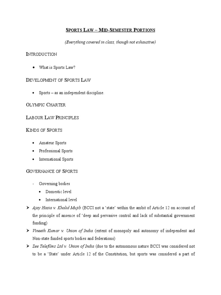 Sports Law Topics PDF Duty Of Care Negligence